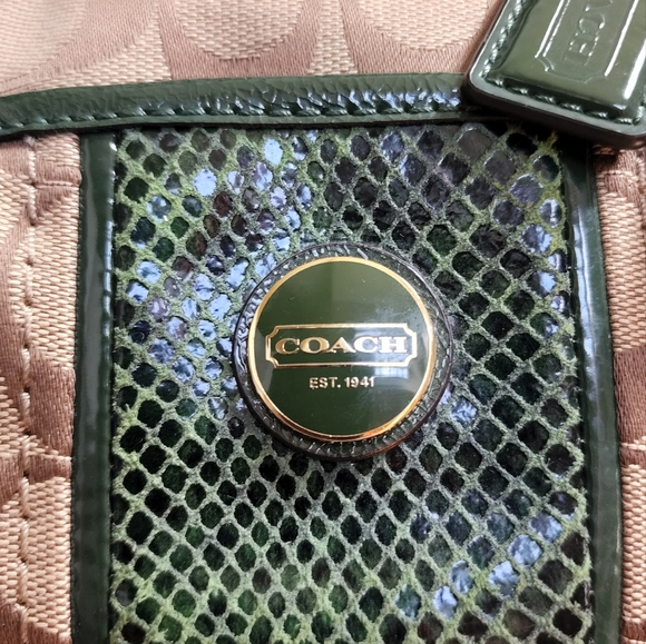 Coach Signature Python Stripe Satchel - Picture 6 of 16